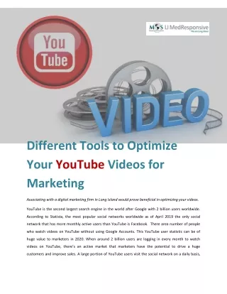 Different Tools to Optimize Your YouTube Videos for Marketing