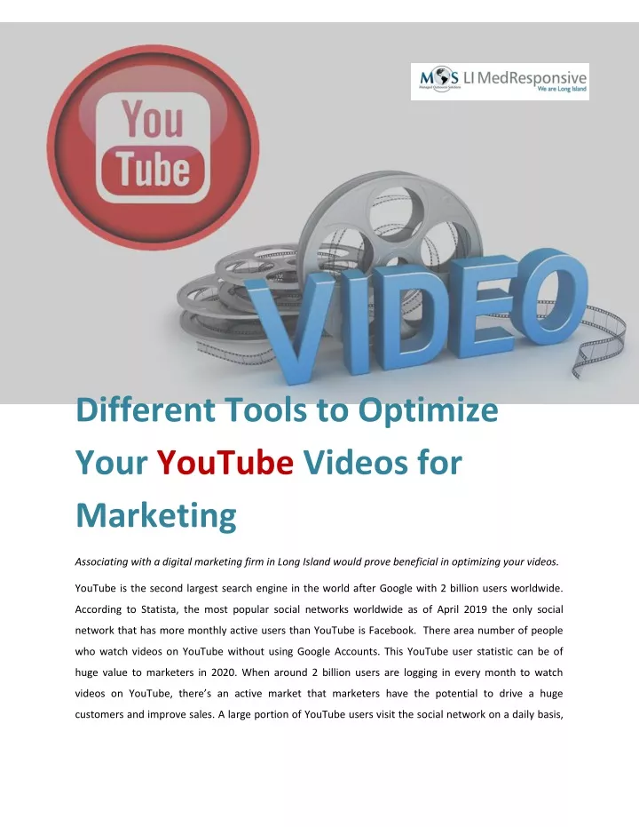 different tools to optimize your youtube videos