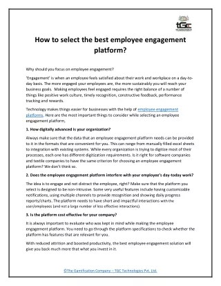 How to select the best employee engagement platform?
