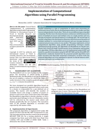 Implementation of Computational Algorithms using Parallel Programming