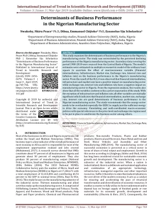 Determinants of Business Performance in the Nigerian Manufacturing Sector