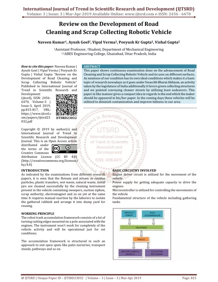 international journal of trend in scientific