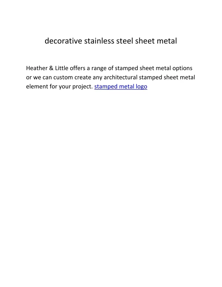 decorative stainless steel sheet metal