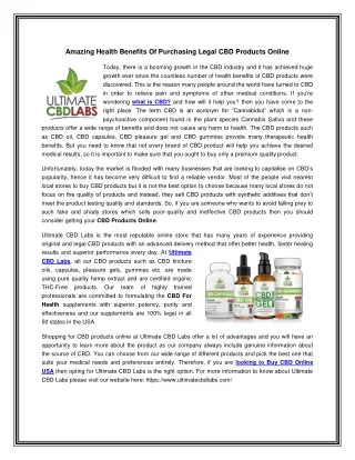 Amazing Health Benefits Of Purchasing Legal CBD Products Online