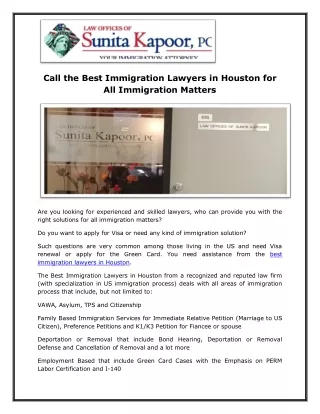 Call the Best Immigration Lawyers in Houston for All Immigration Matters