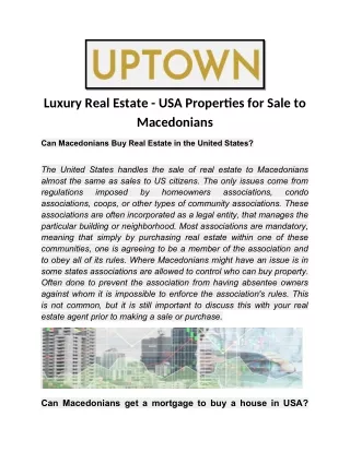 Luxury Real Estate - USA Properties for Sale to Macedonians