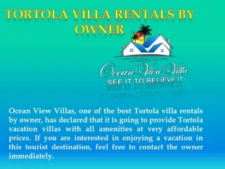 Tortola villa rentals by owner
