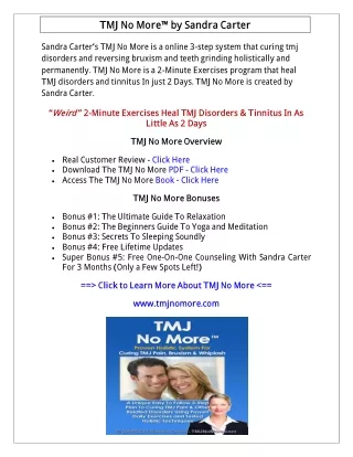 TMJ No More PDF Download: Sandra Carter Review
