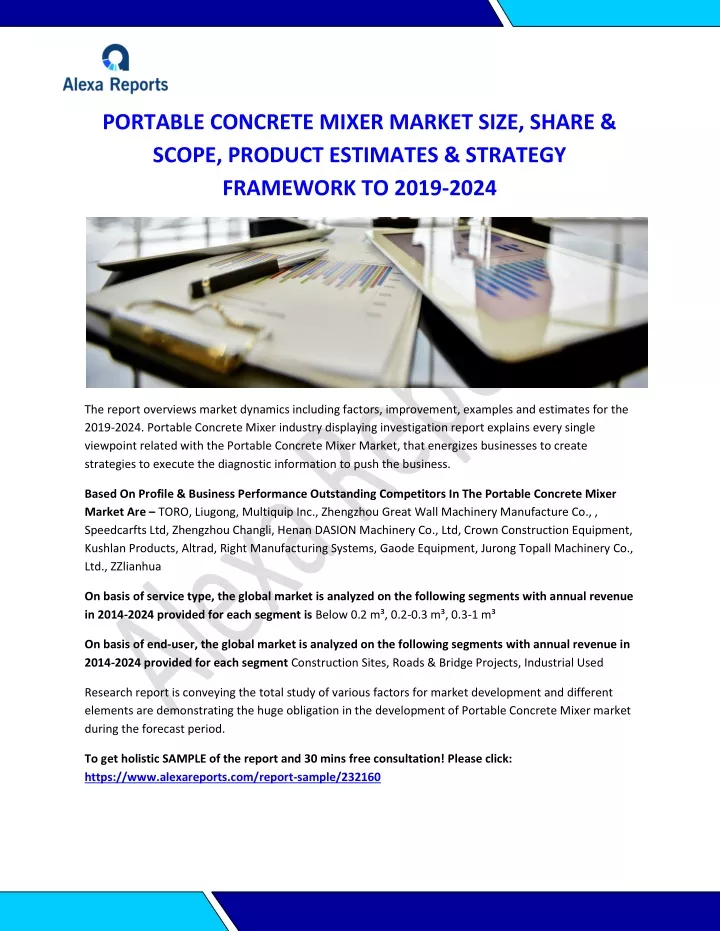 portable concrete mixer market size share scope