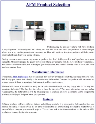 AFM Product Selection