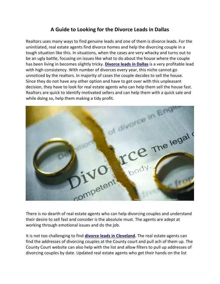 a guide to looking for the divorce leads in dallas