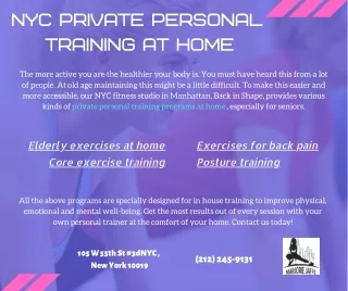 NYC Private Personal Training at Home
