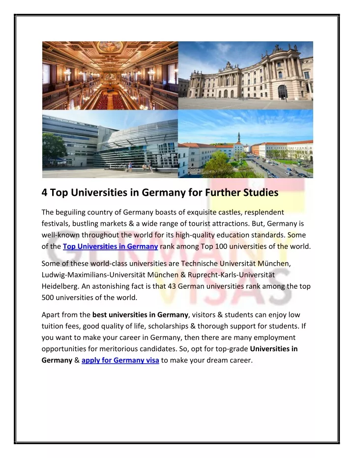 4 top universities in germany for further studies