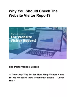 Why You Should Check The Website Visitor Report?