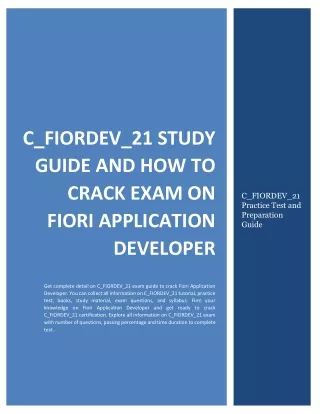 C_FIORDEV_21 Study Guide and How to Crack Exam on Fiori Application Developer
