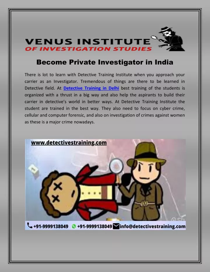 become private investigator in india