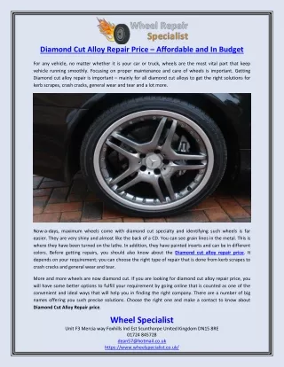 Diamond Cut Alloy Repair Price – Affordable and In Budget