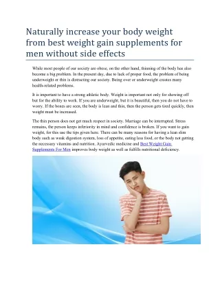Naturally increase your body weight from best weight gain supplements for men without side effects