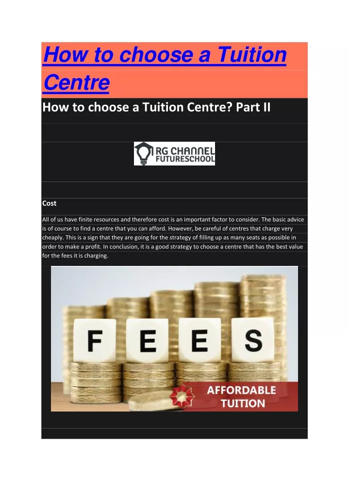 how to choose a tuition centre how to choose