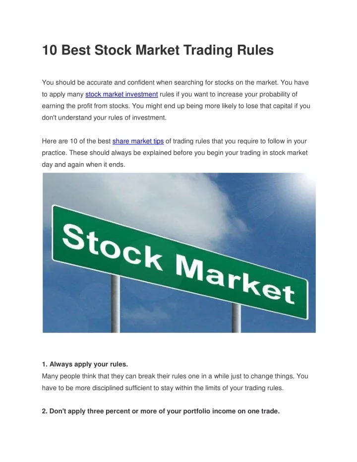 10 best stock market trading rules