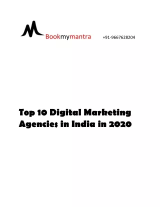 Top 10 Digital Marketing Agencies in India in 2020
