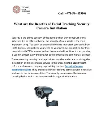 What are the benefits of Facial Tracking Security Camera Installation