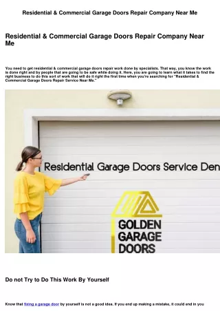Residential & Commercial Garage Doors Repair Service Near Me