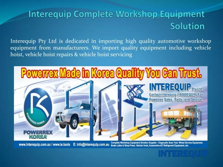 interequip complete workshop equipment solution
