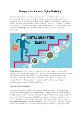 How good is a Career in Digital Marketing?