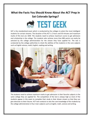 What the Facts You Should Know About the ACT Prep in Sat Colorado Springs