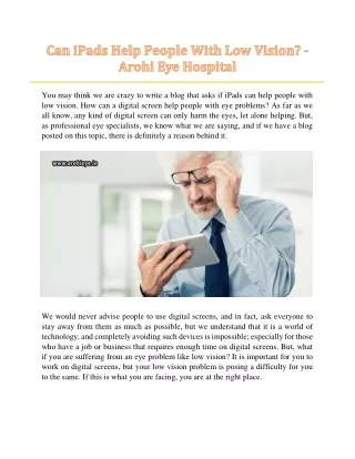 Can iPads Help People With Low Vision? - Arohi Eye Hospital