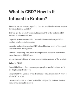 What Is CBD? How Is It Infused in Kratom?