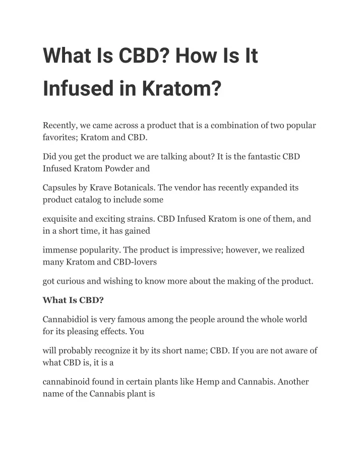 what is cbd how is it infused in kratom