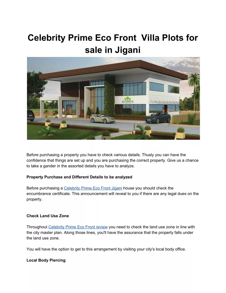 celebrity prime eco front villa plots for sale