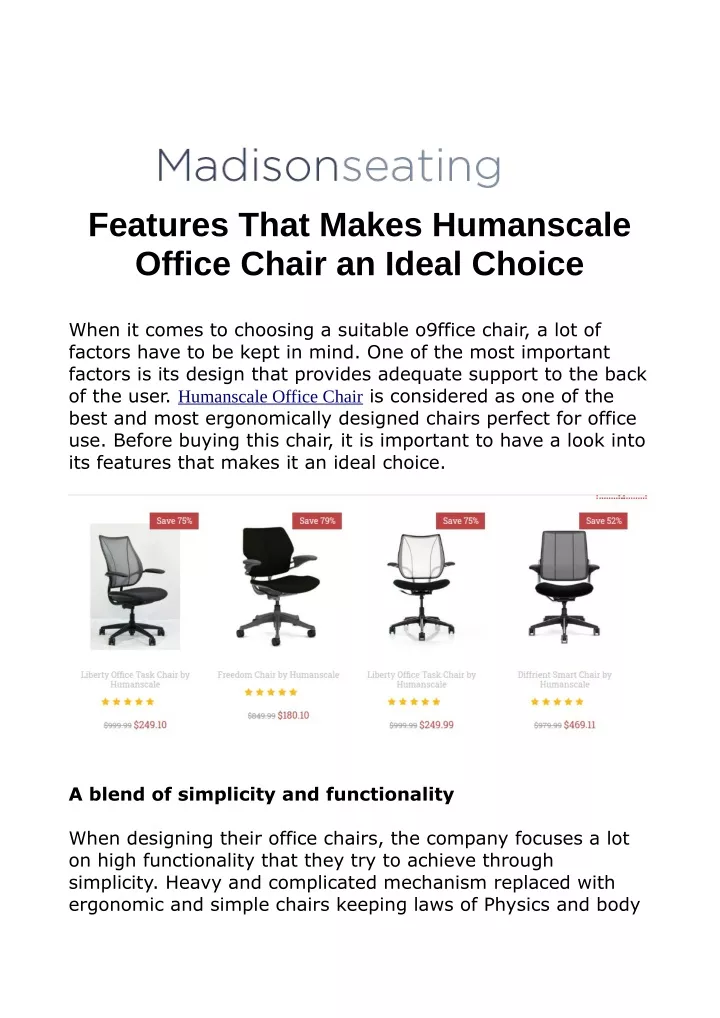 features that makes humanscale office chair