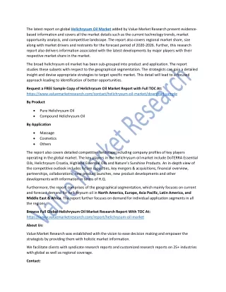 Helichrysum Oil Market Report 2019-2026 | Latest Trend, Growth & Forecast