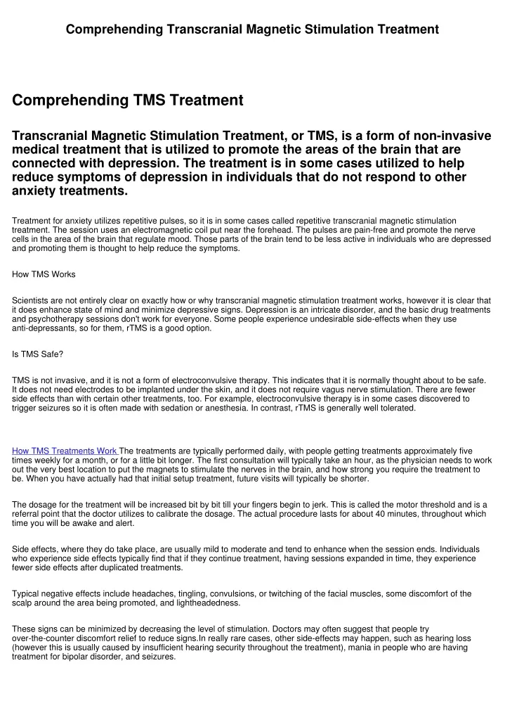 comprehending transcranial magnetic stimulation