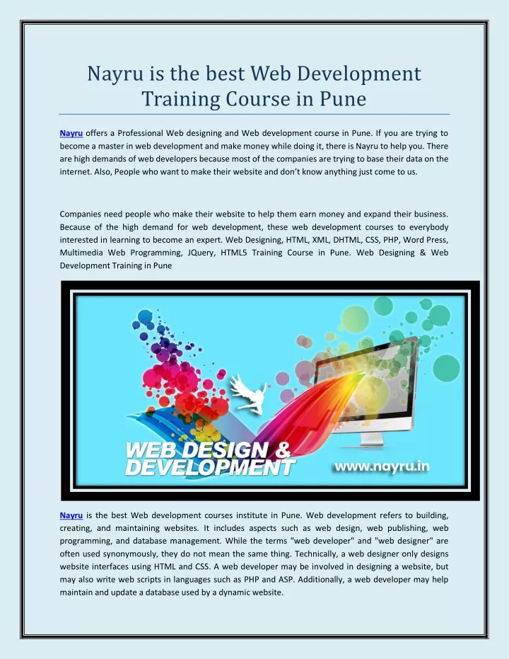 nayru is the best web development training course