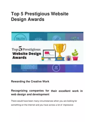 Top 5 Prestigious Website Design Awards