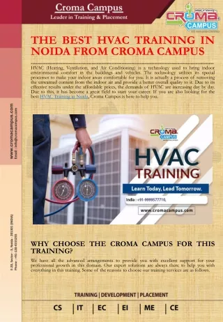 THE BEST HVAC TRAINING IN NOIDA FROM CROMA CAMPUS