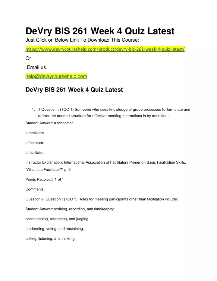 devry bis 261 week 4 quiz latest just click