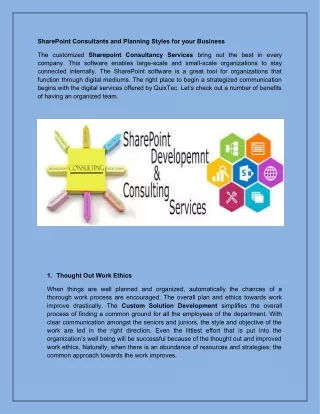 Sharepoint Consultancy Services by Quixtec