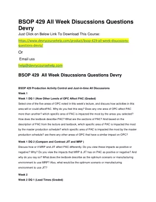 BSOP 429 All Week Disucssions Questions Devry