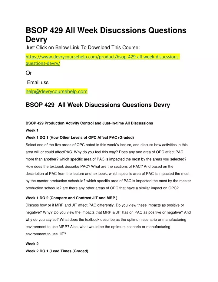 bsop 429 all week disucssions questions devry