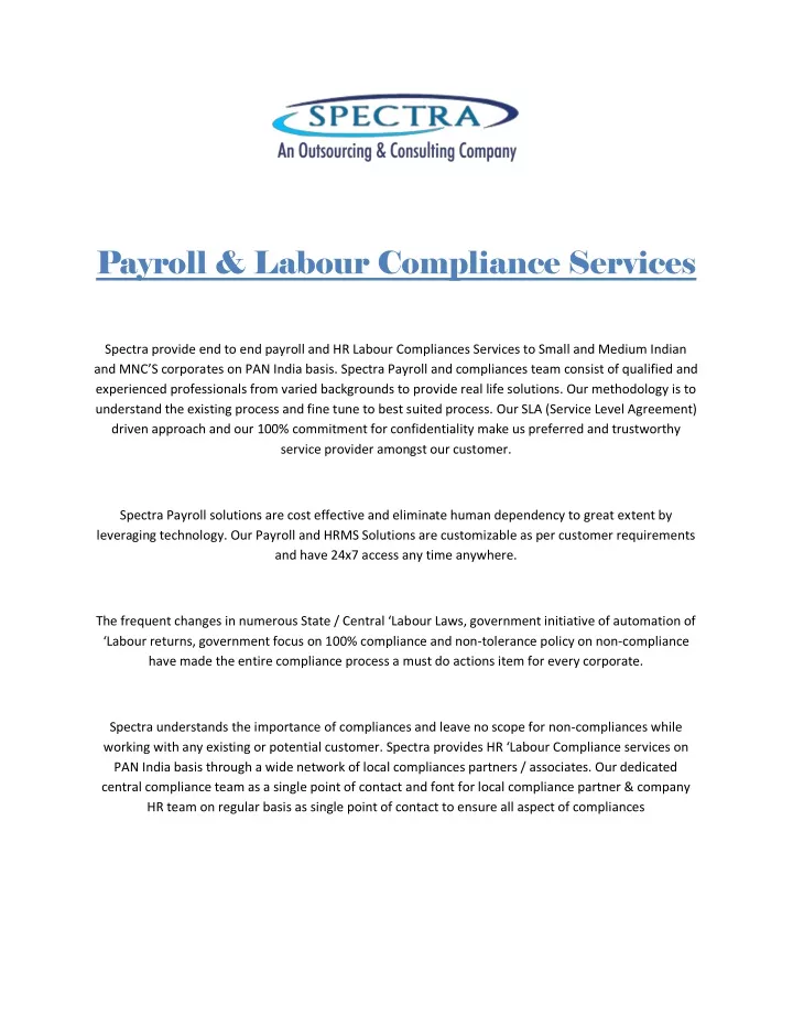 payroll labour compliance services