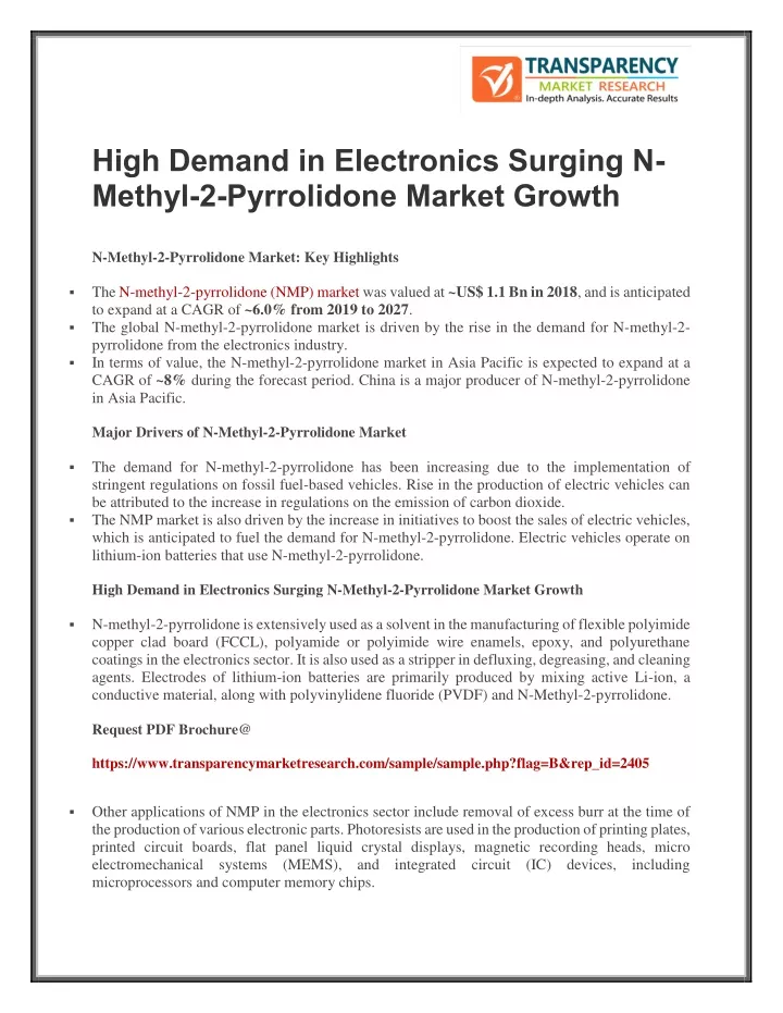 high demand in electronics surging n methyl