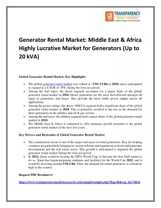 Generator Rental Market :Middle East &amp; Africa Highly Lucrative Market for Generators (Up to 20 kVA)