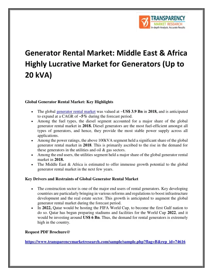 generator rental market middle east africa highly