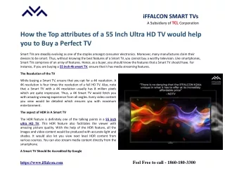 How the Top attributes of a 55 Inch Ultra HD TV would help you to Buy a Perfect TV?