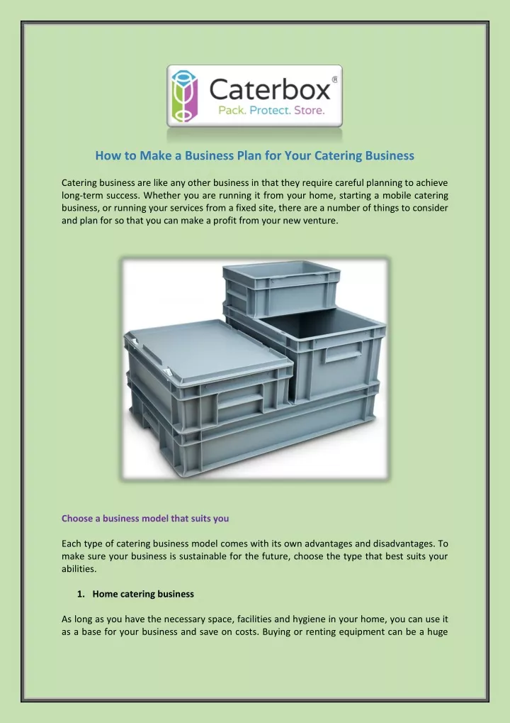 how to make a business plan for your catering